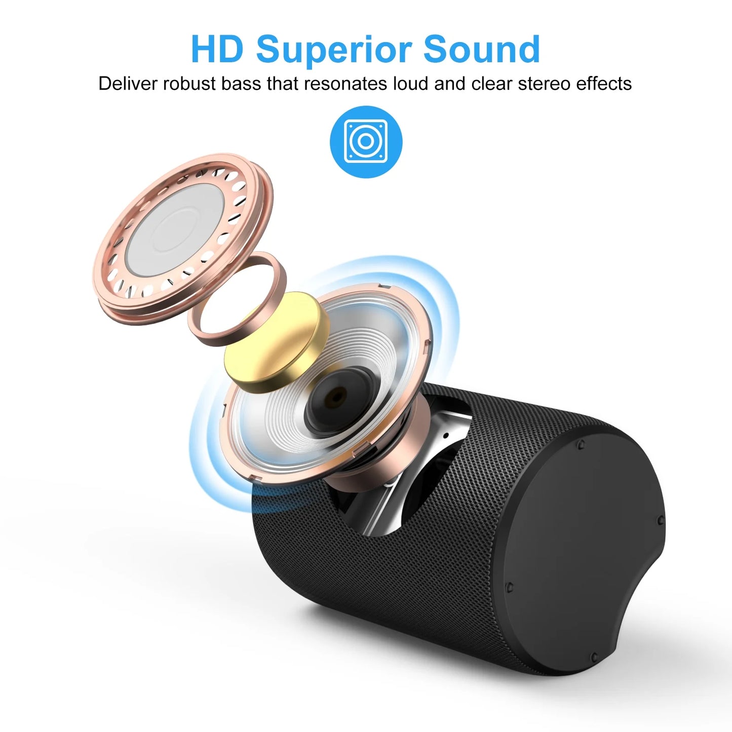 Portable Bluetooth Speaker, IPX7 Waterproof Wireless Speaker with Bluetooth 5.0, TWS Mini Speaker for Outdoor/Party/Beach/Travel/Gifts, Black