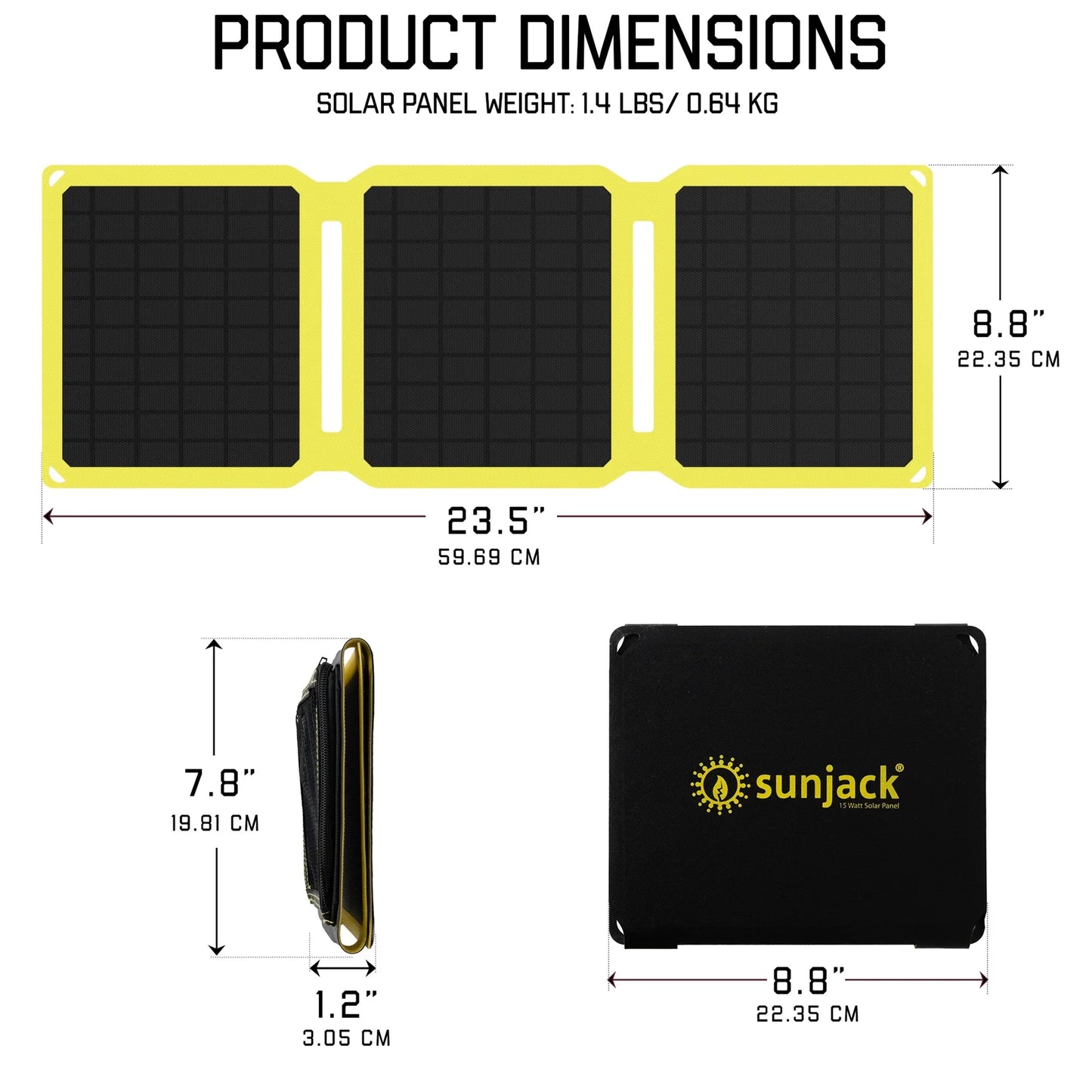 15W Portable Solar Panel Charger Kit - USB-A & USB-C for Power Banks, Phones, for Outdoor Activity