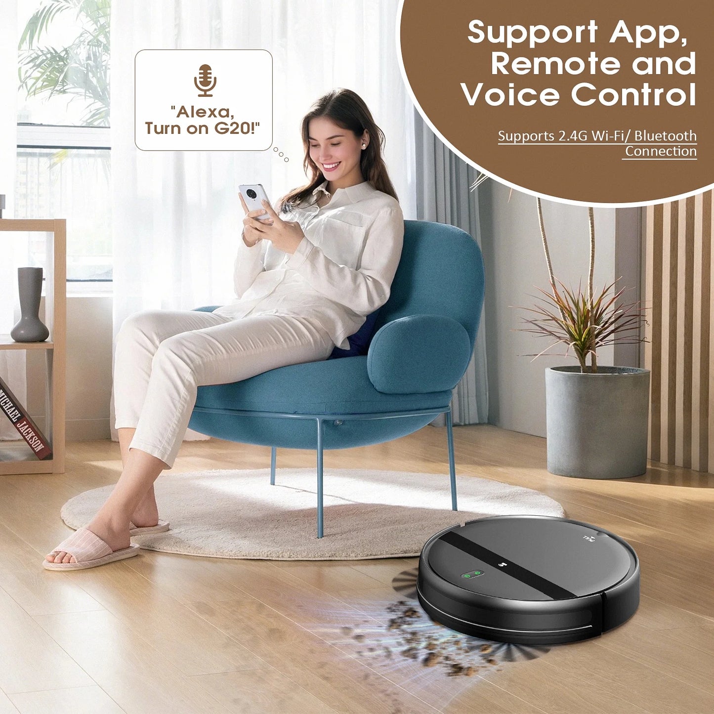 Robot Vacuum G20 Vacuum and Mop Combo for Pet Hair Hard Floor, Wifi/Alexa Control