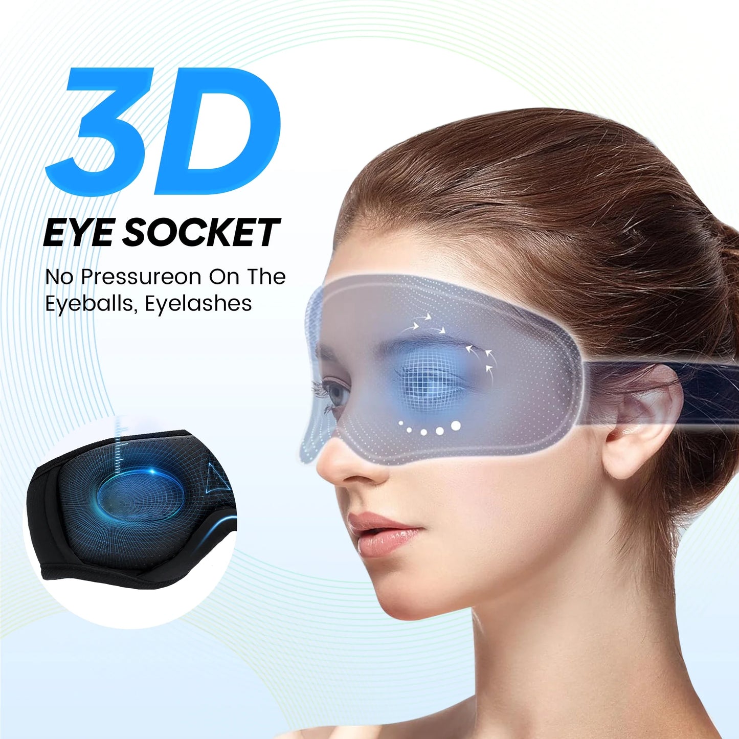 Bluetooth Sleep Mask Sleep Mask with Headphones Bluetooth 5.2 Wireless, 3D Eye Mask for Sleeping Built-In HD Music, Microphone for Calls, Sleep Headphones for Side Sleepers Travel Yoga Meditation