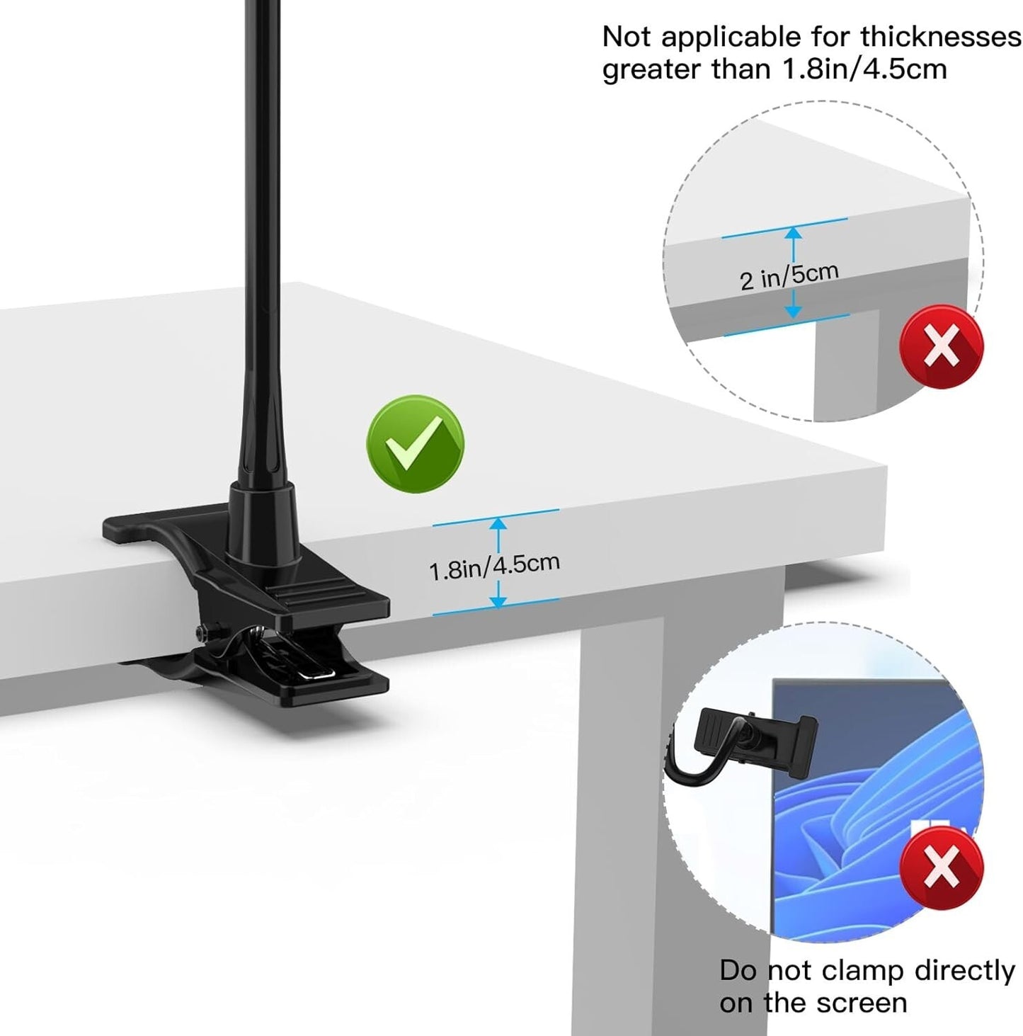 Flexible Gooseneck Clamp Mount 12" Adjustable for Webcam Gopro Photo Video