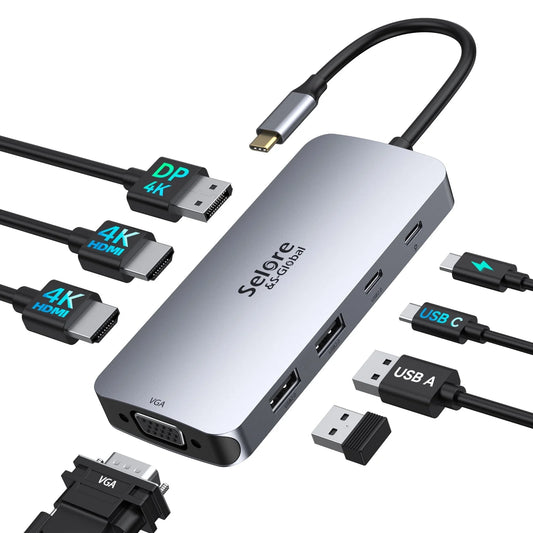 USB-C Dual Monitor Laptop Docking Station with Multiport USB-C Hub