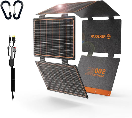 60W Portable Solar Panels Chargers with PD3.0 USB-C,QC3.0 USB-A and DC Outputs F