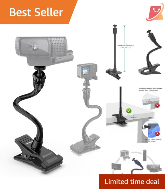 Flexible Gooseneck Clamp Mount 12" Adjustable for Webcam Gopro Photo Video