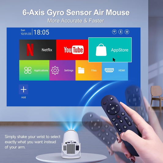 HY300PRO Mini Projector with Wifi and Bluetooth, Portable Projector 4K Support,