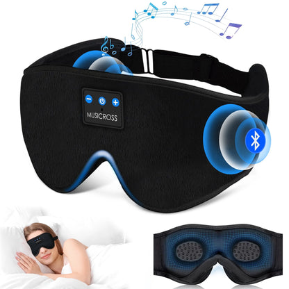 Bluetooth Sleep Mask Sleep Mask with Headphones Bluetooth 5.2 Wireless, 3D Eye Mask for Sleeping Built-In HD Music, Microphone for Calls, Sleep Headphones for Side Sleepers Travel Yoga Meditation