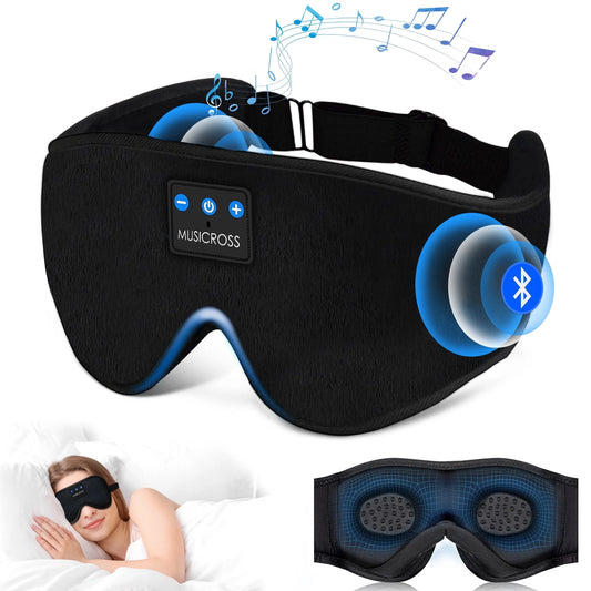 Bluetooth Sleep Mask Sleep Mask with Headphones Bluetooth 5.2 Wireless, 3D Eye Mask for Sleeping Built-In HD Music, Microphone for Calls, Sleep Headphones for Side Sleepers Travel Yoga Meditation