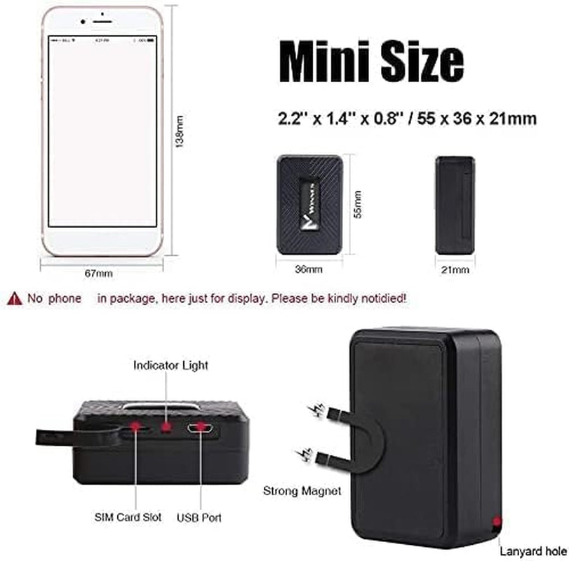 Mini GPS Tracker for Vehicles  4G TK913 Magnetic Worldwide Car Tracking Device No Subscription Anti-Lost GPS Locator Locate by SMS/APP/PC for Vehicles,Kids,Moto,Sim Card Required