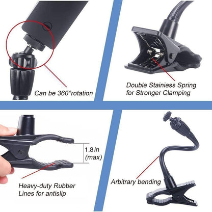 Flexible Gooseneck Clamp Mount 12" Adjustable for Webcam Gopro Photo Video