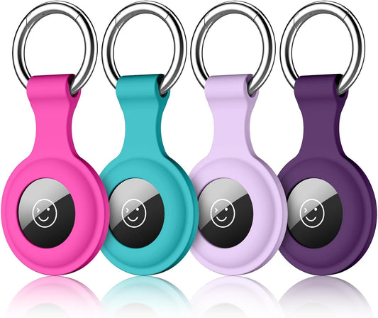 4 Pack for Airtag Holder for Airtag Keychain for Airtag Case Compatible with Apple for Airtags for Keys/Pet Collar/Luggage,Soft Silicone Protective for Airtag Accessories for GPS Finder Tracker